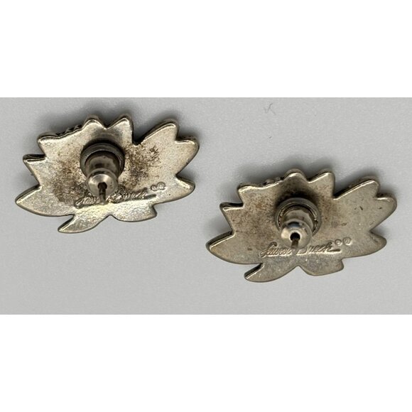 Laural Burch Silver-Tone Water Lilly Earrings Post Style Vintage Design - Picture 5 of 5